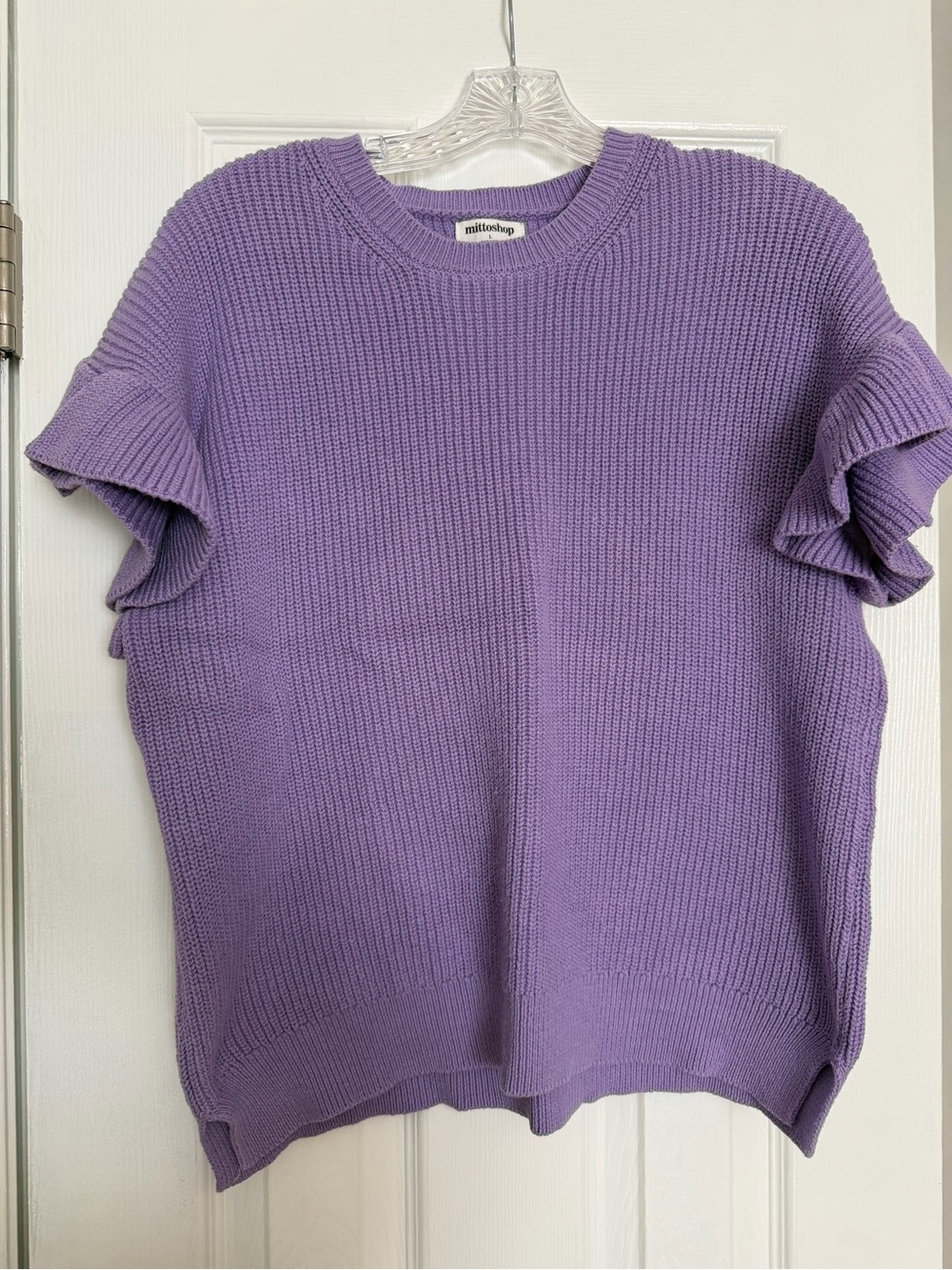 mittoshop Lilac Ribbed V‑Neck Knit Top